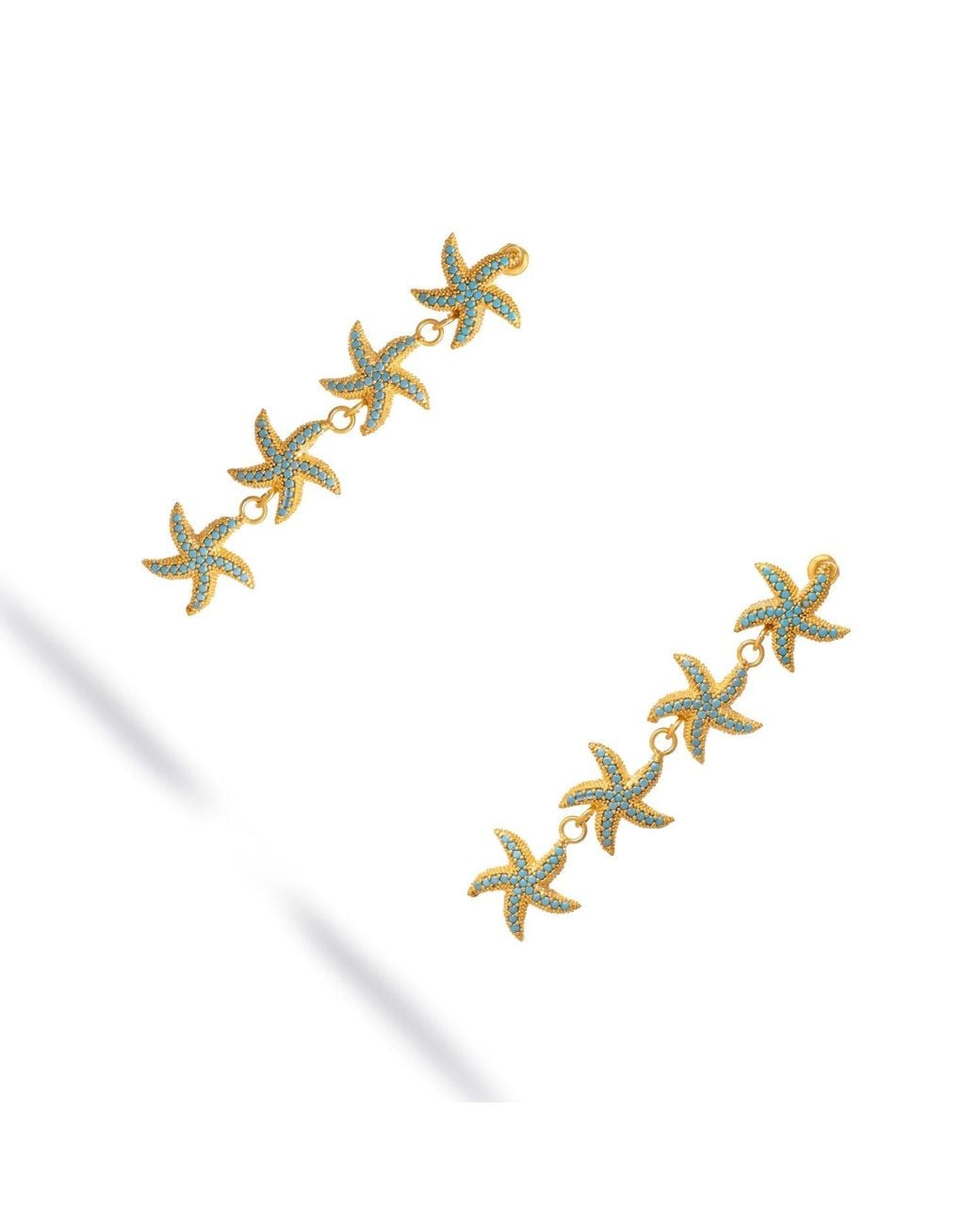 Ebru Jewelry Metallic Starfish Cascade Dangle Earrings