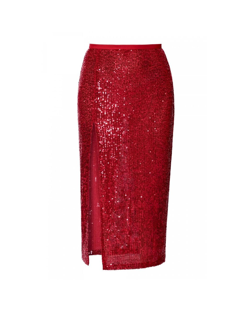 AGGI by HALEWSKI Red Zuza Sparcle Sequin Midi Skirt