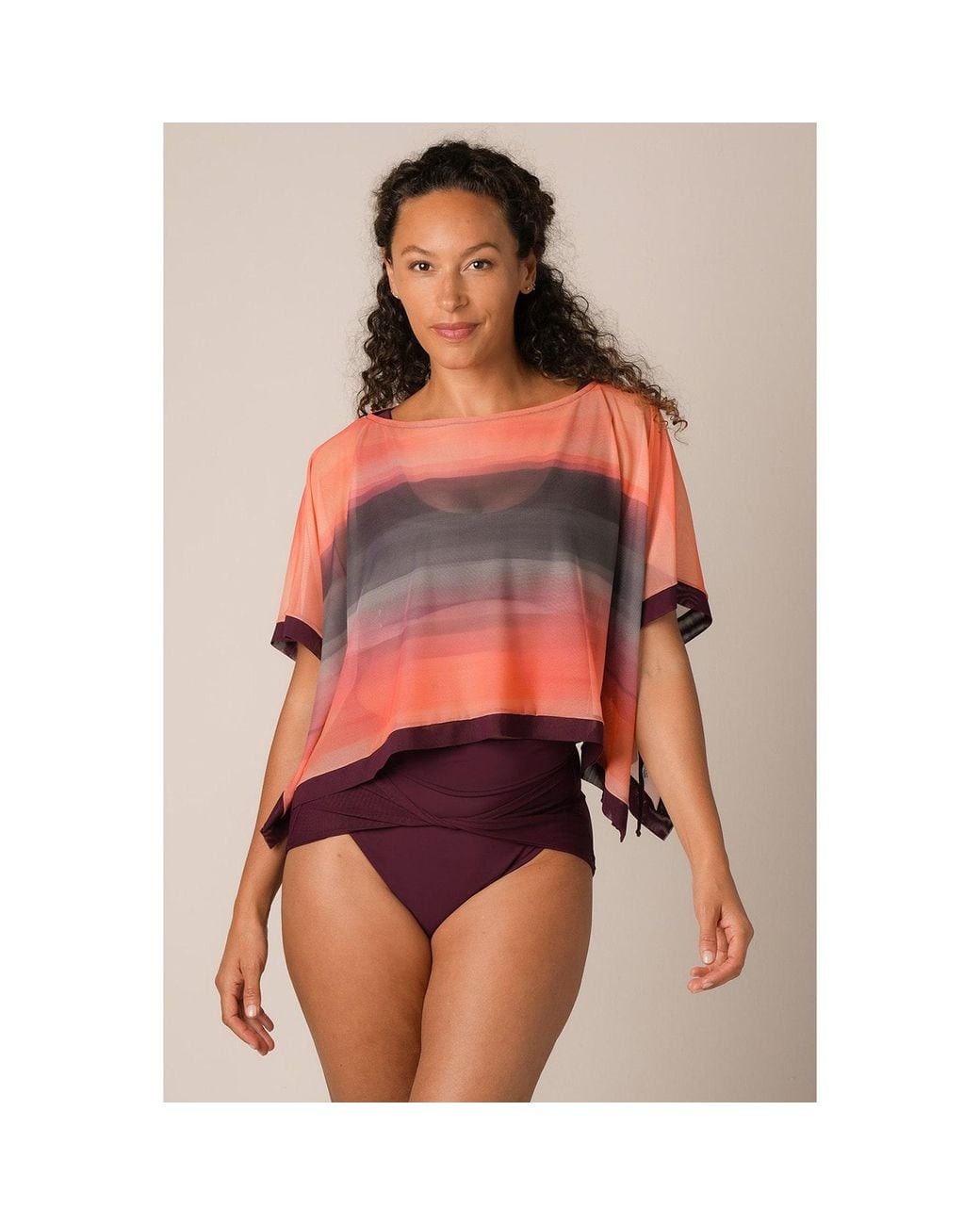 Serotone Swim Gray Swim Cover Up Mesh Rectangle Top
