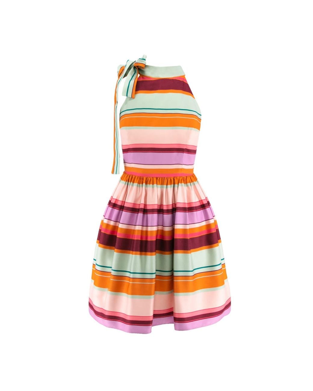 AVENUE No.29 Orange Striped Tie Dye Halter Neck Mini Dress