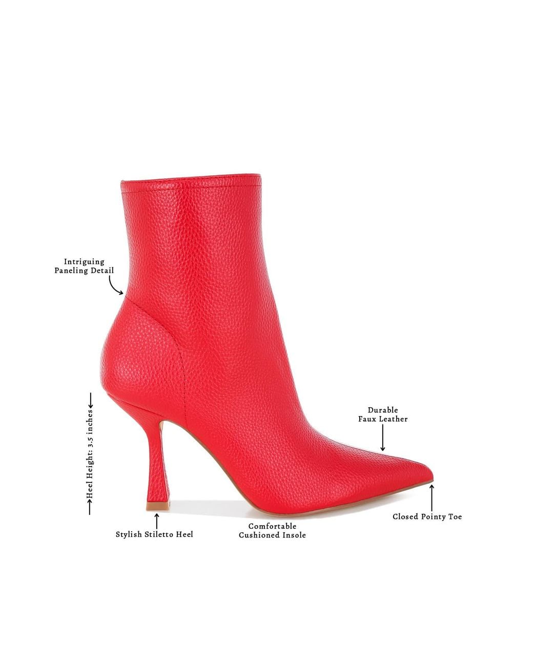 Rag & Co Red Farnak Pleather Spool Heel Boots