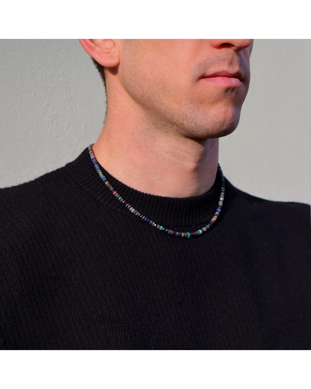 Mineralgems•Studio Blue Opal Necklace For Him for men