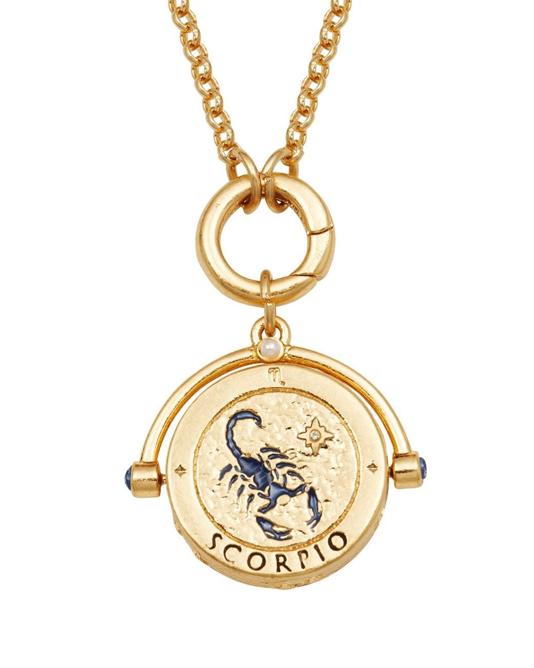 Fable England Metallic Scorpio Zodiac Spinner Necklace