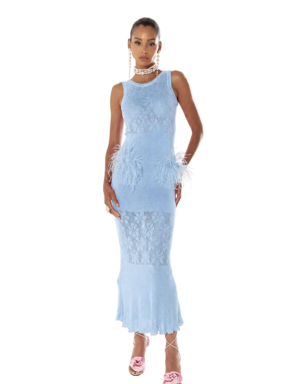 Andreeva Blue Aqua Bamboo Knit Dress