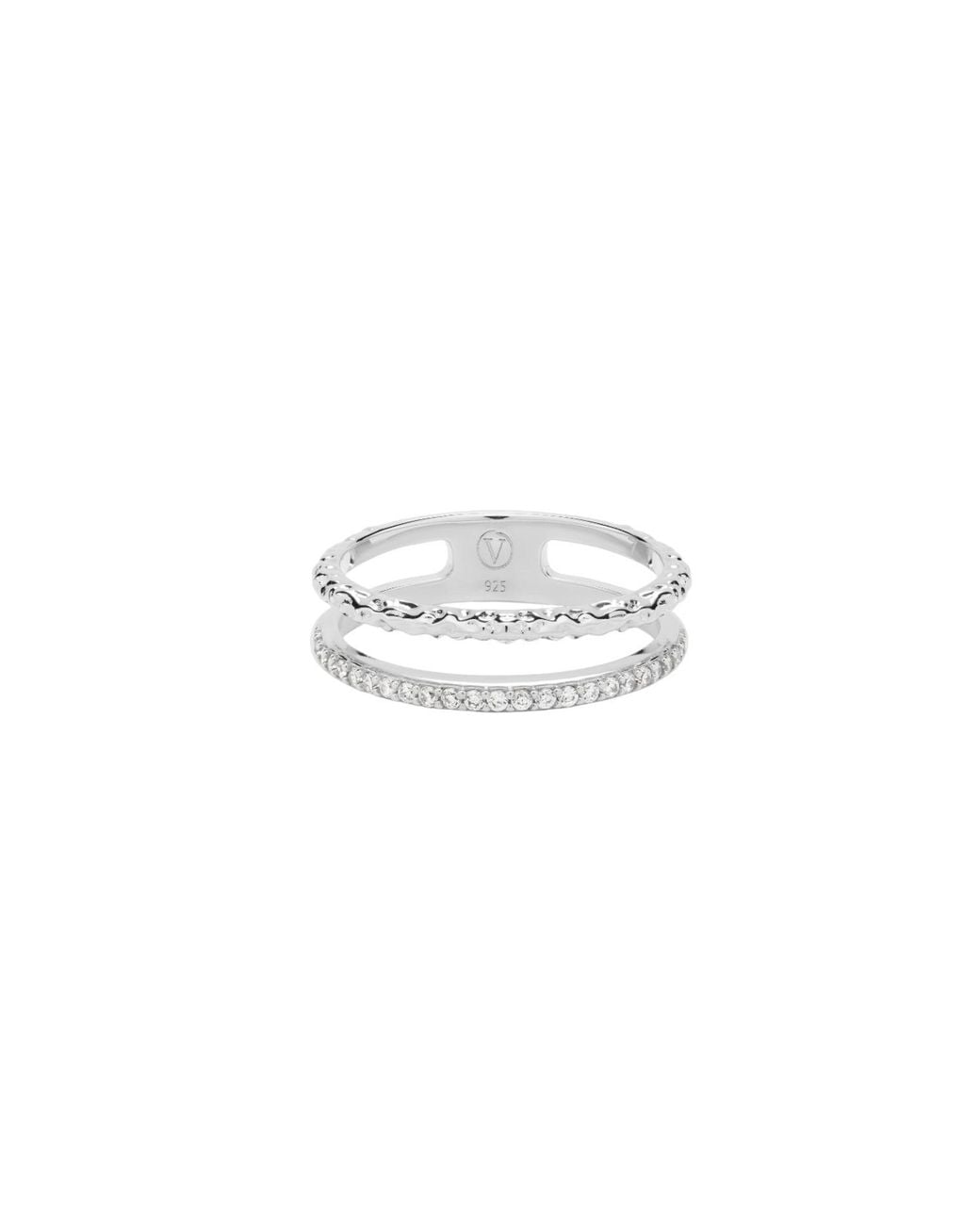 Vanhi White Molten Crystal Double Band Ring