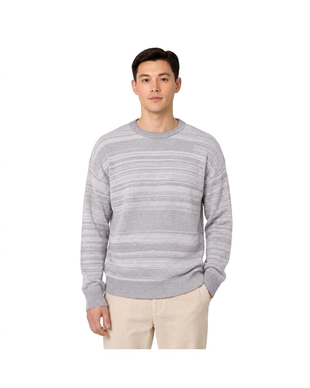 SEREN LONDON Gray Stripe Crewneck Wool Jumper for men