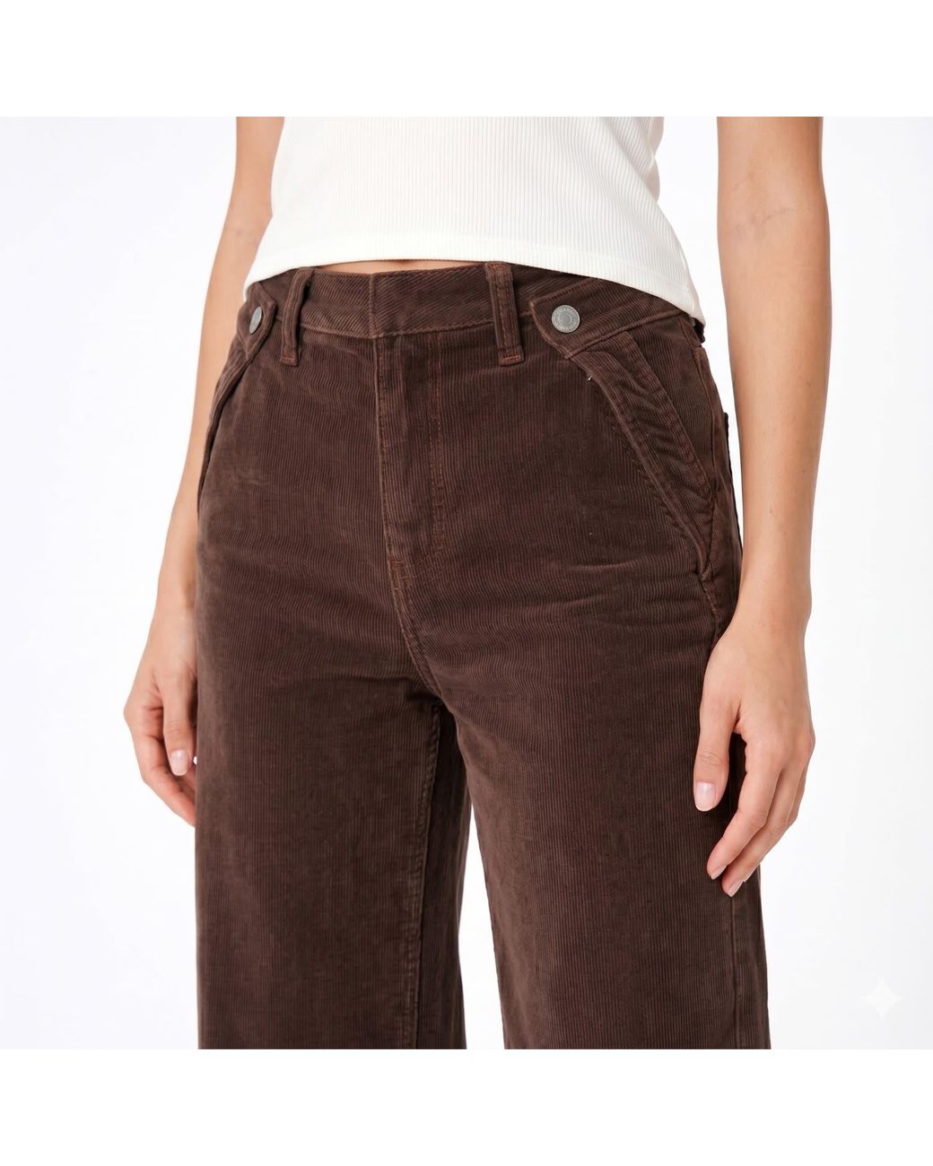 NOEND Brown Dina High Waisted Wide Corduroy