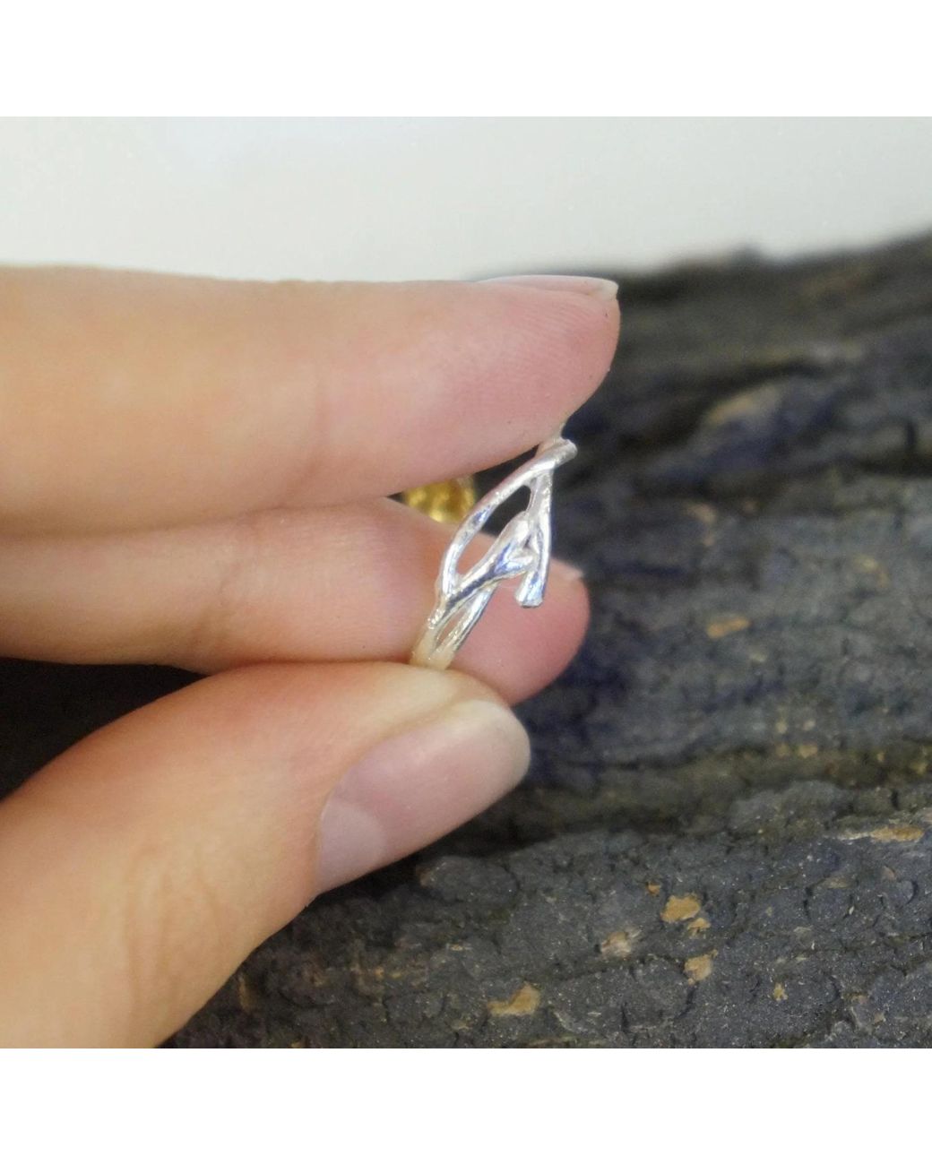 Mother Nature Jewelry Metallic Two-Tone Branch Ring, Handmade Minimalist Ring