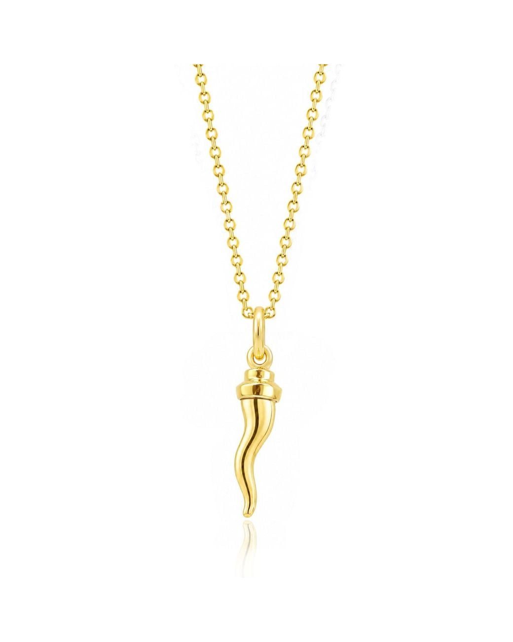 Unaloe Metallic Plated Italian Horn With Bowler Hat Pendant Necklace
