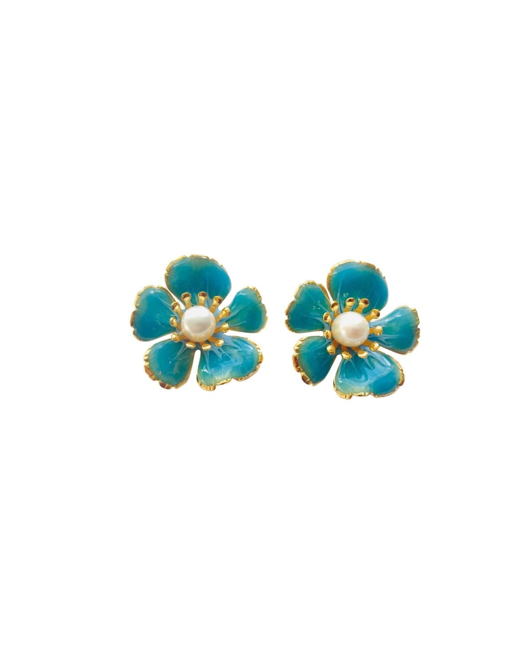 The Pink Reef Blue Small Hand Painted Floral