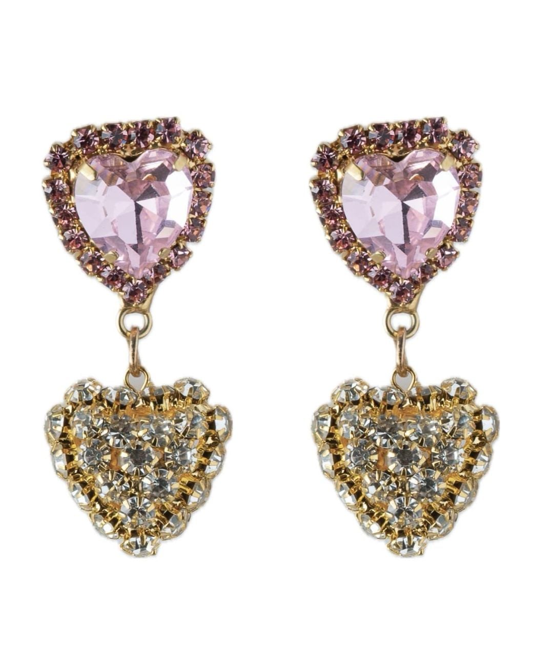 Achala Handcrafted Metallic Neutrals Double Heart Earrings