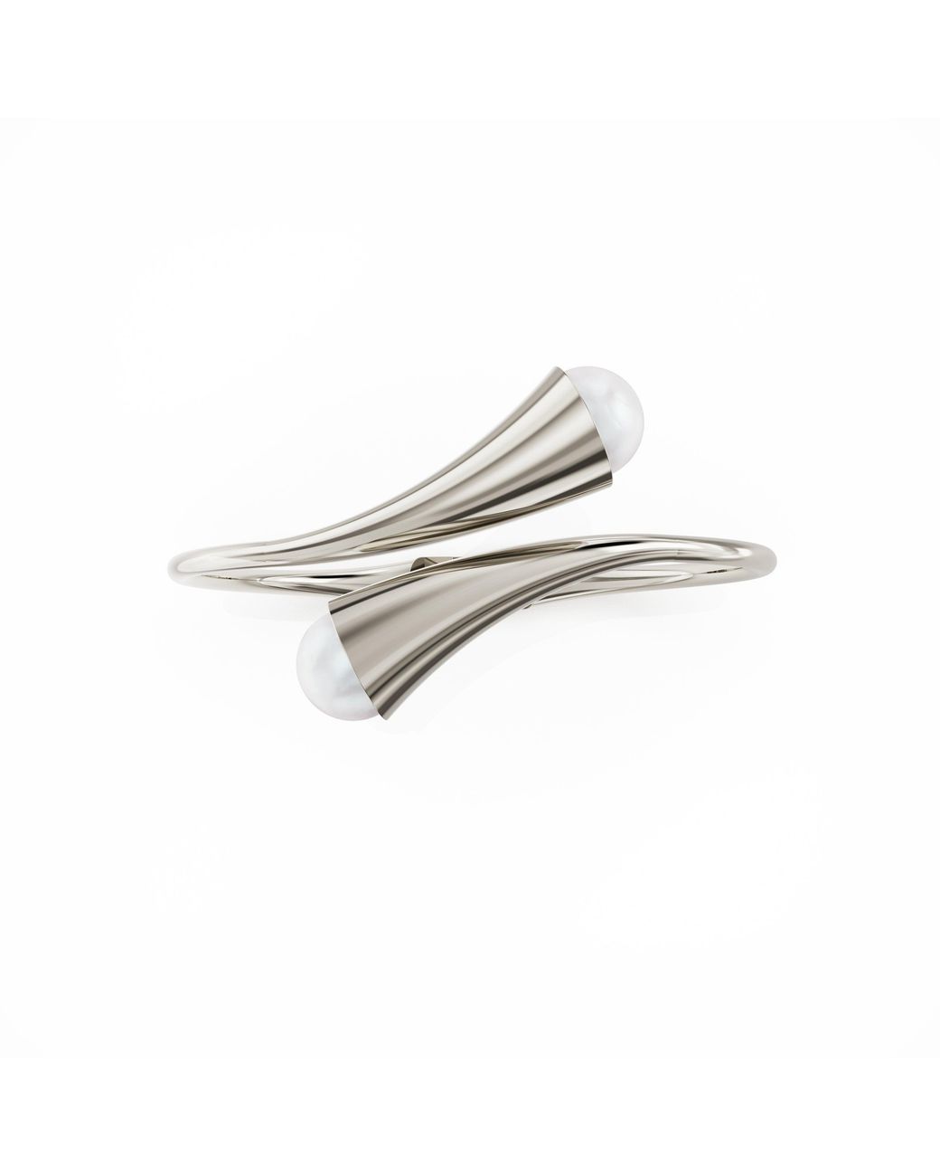 Linda Fiore Metallic Bella Bangle With Large Freshwater Pearls