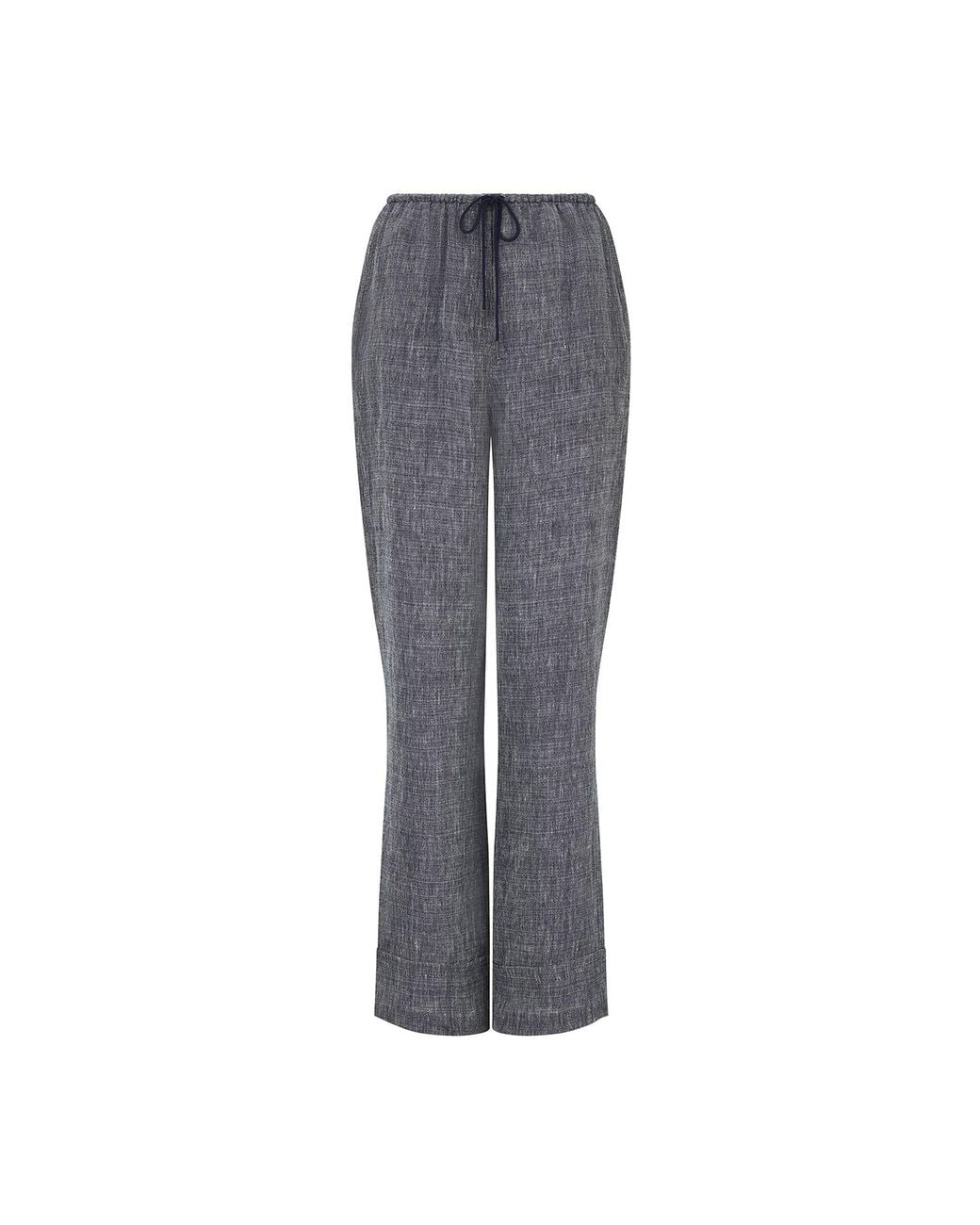 The Summer Edit Gray Pearl Luxe Linen Drawstring Trouser