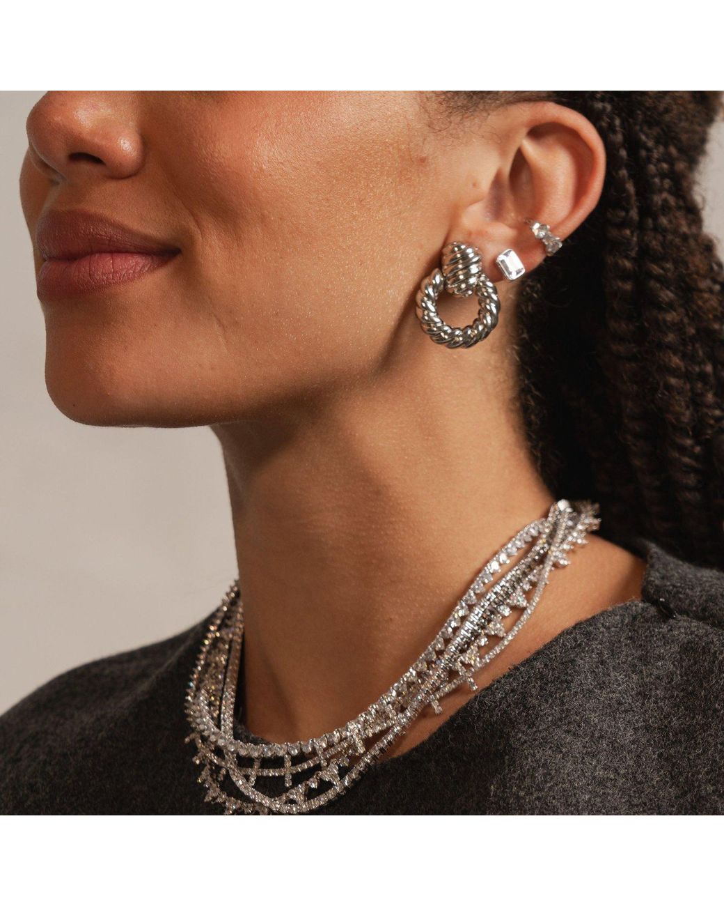 SHYMI Metallic Textured Round Drop Gold Earrings