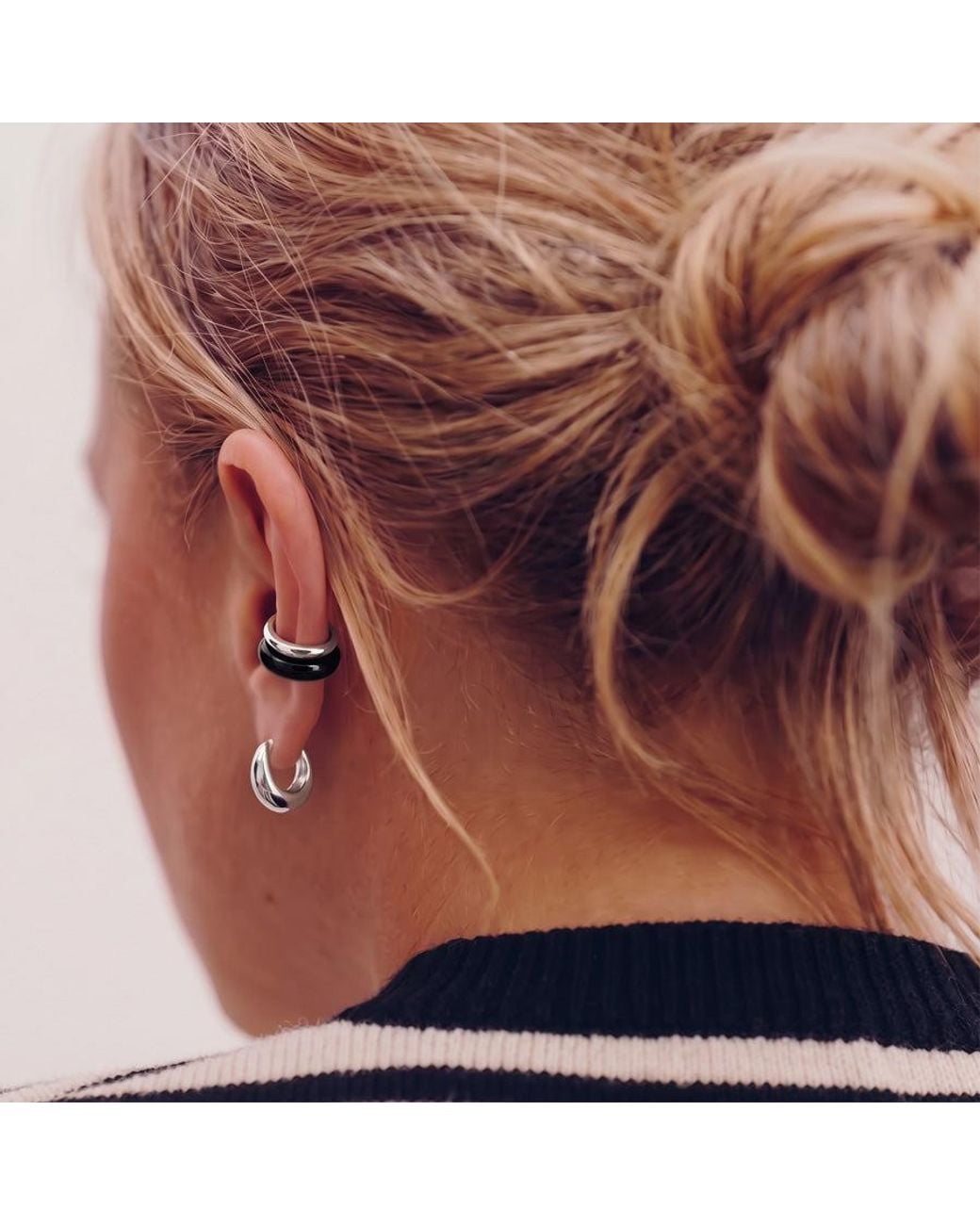Kris Nations Metallic Tapered Huggie Hoop Earring