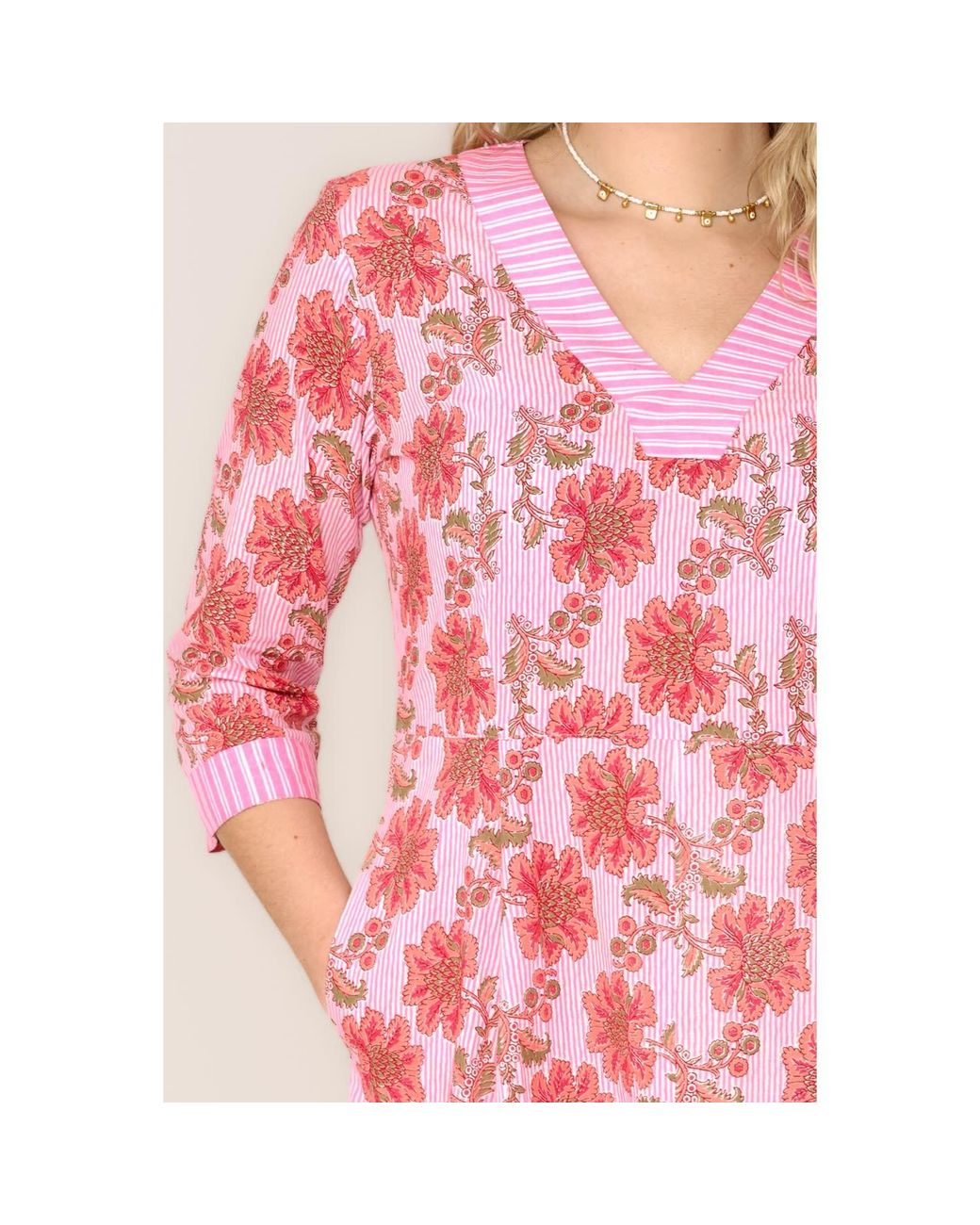 At Last Pink Cotton Rhonda Midi Dress
