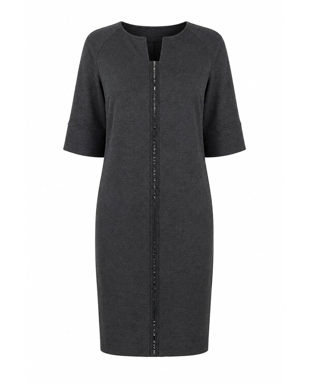 Conquista Black Embellished Front-Line Shift Dress