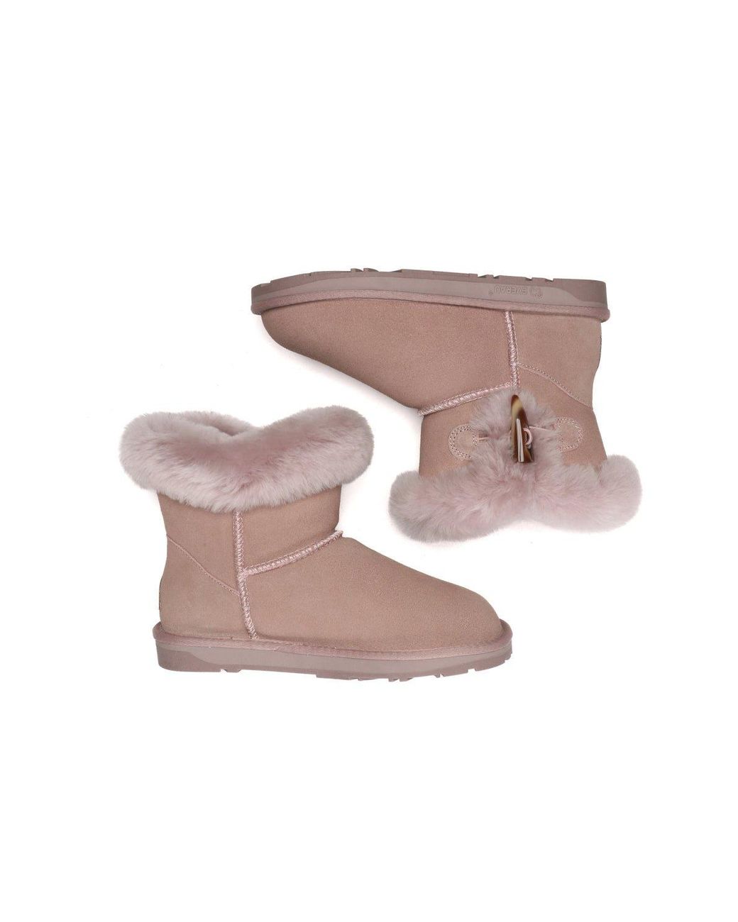 EverAu Australia Pink Robin Horn Toggle Button Mini Boots