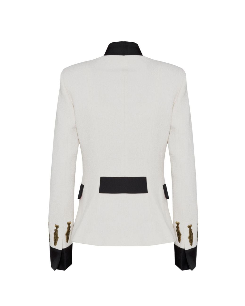 The Extreme Collection White Neutrals Ivory Military Tailored Blazer With Embroidery Nuvola