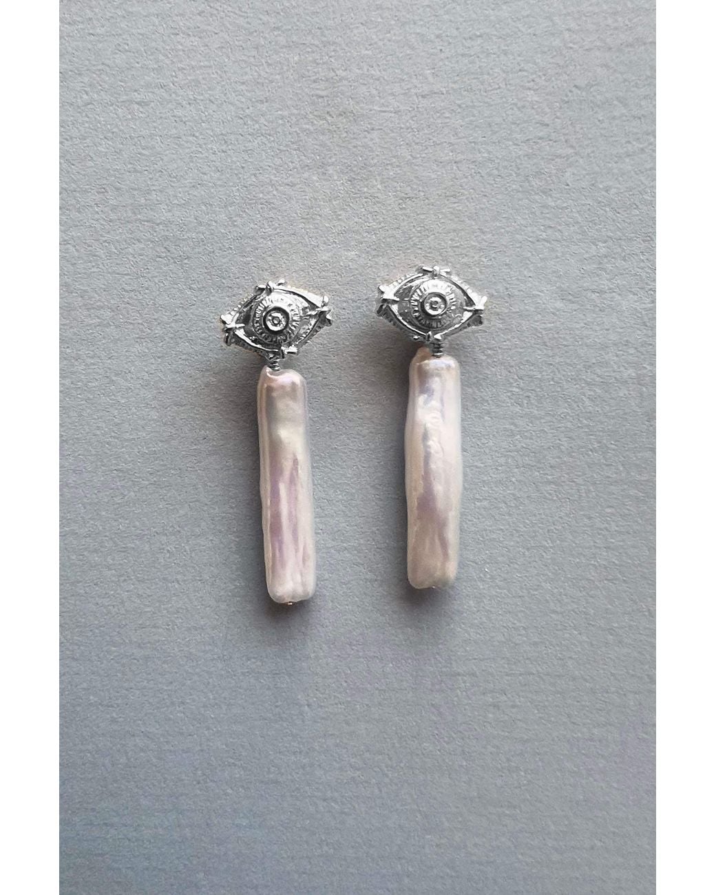 Astor & Orion White Hecate Eye Pearl Ear Jacket Sterling