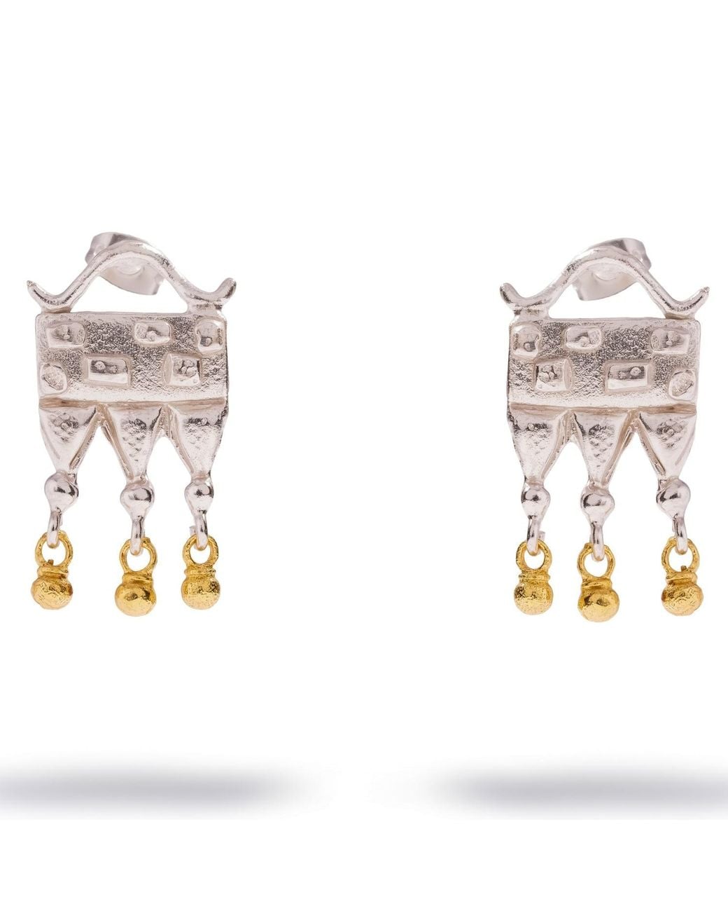 Ebru Jewelry Metallic Mystic Temple Two Tone Statement Earrings