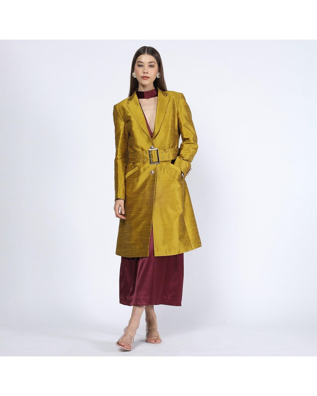 Richa Sharma Green Luxury Long Coat