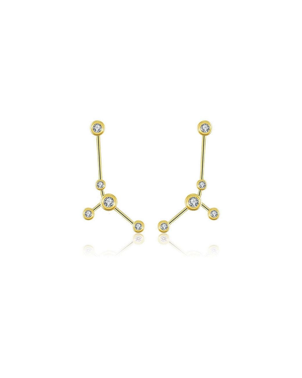 Genevieve Collection Metallic Cancer Zodiac Constellation Earring 18K & Diamond