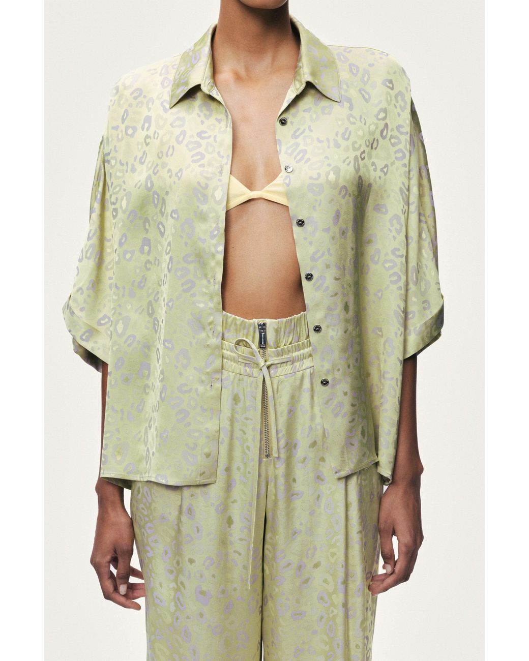 Nocturne Green Printed Wide-Leg Trousers