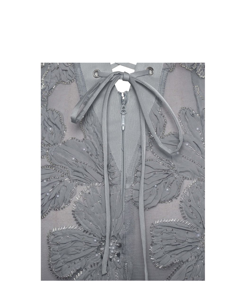 Miss Circle New York Gray Raphaela Beaded Floral Strapless Mermaid Maxi Dress