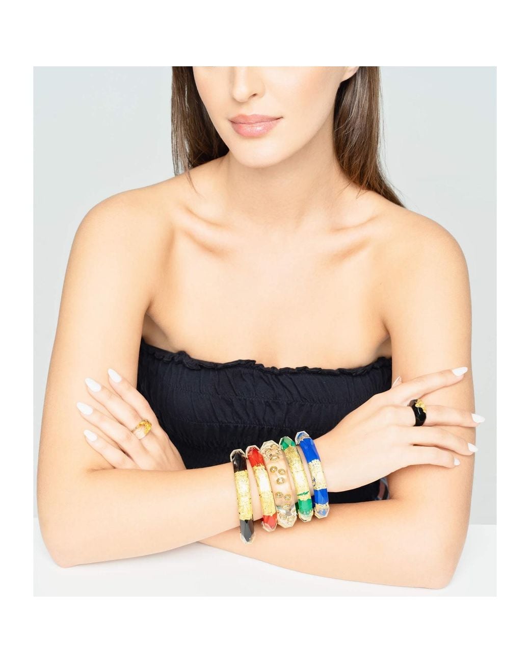 Gold & Honey Black 24K Leaf Lucite Bangle