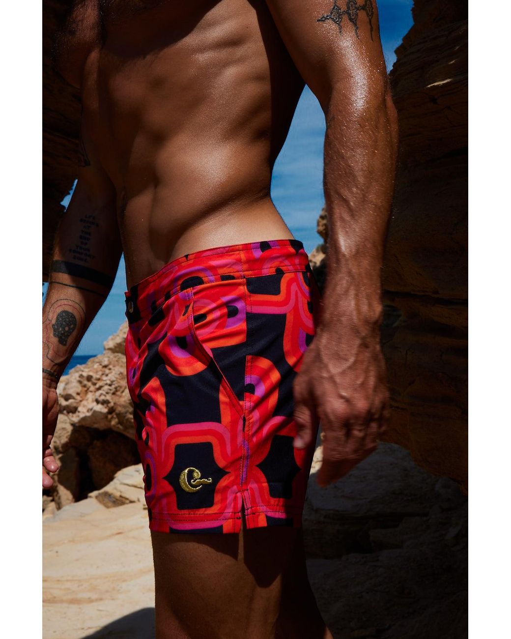 Julia Clancey Red Sunset Rooftop Board Short for men