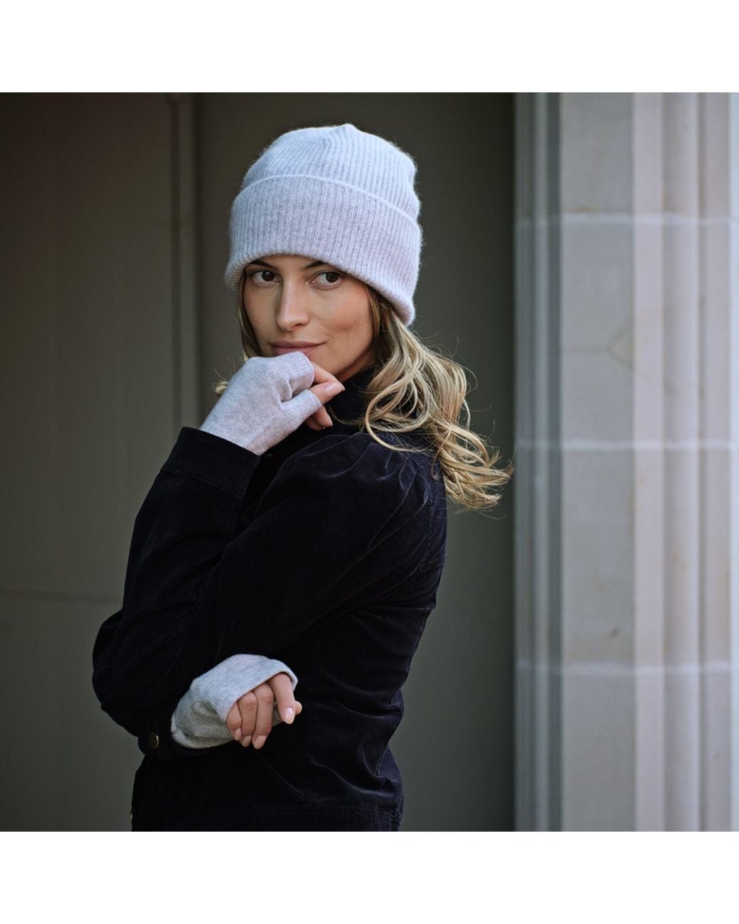 Cove Gray Cashmere Chunky Wrist Warmers