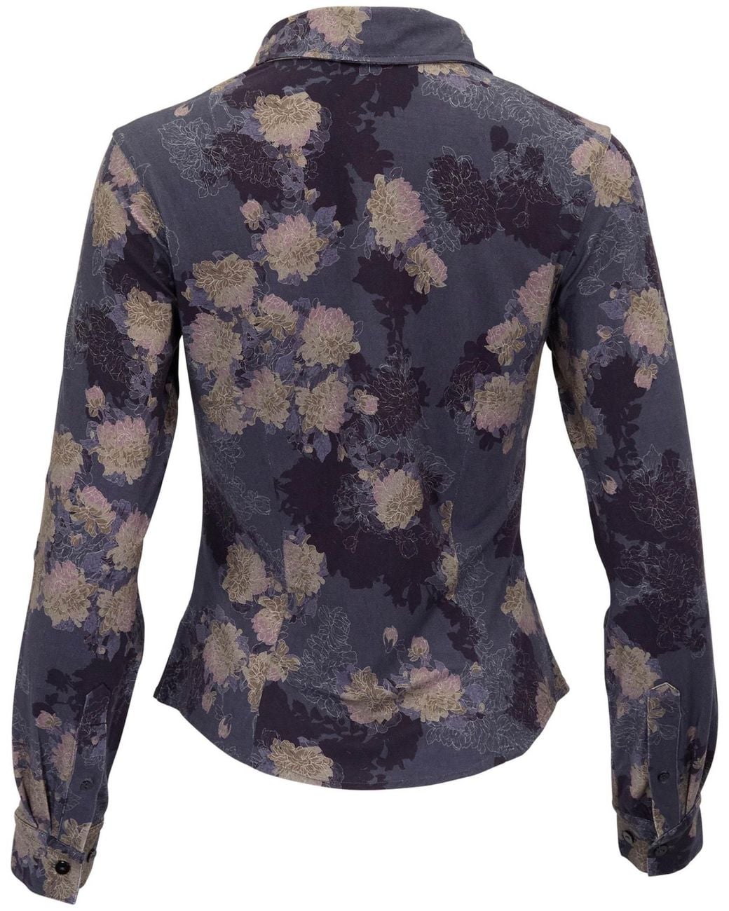 Lords of Harlech Blue Stephanie Lans Floral Lyocell Stretch Long-Sleeve Shirt
