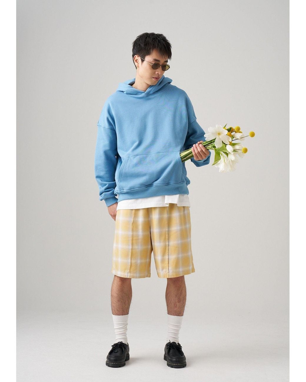 Éclectique Blue Lightweight Terry Hoodie for men
