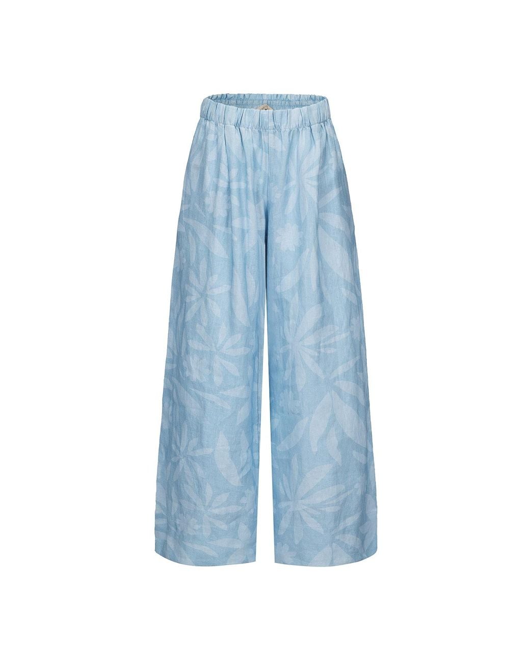 NUAJE NUAJE Blue Rhea Wide Leg Linen Pant