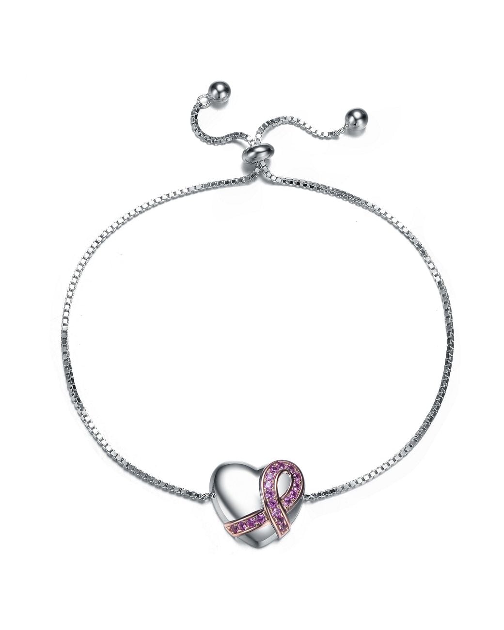 Genevive Jewelry Metallic Rachel Glauber Teens-Young Adults Plated With Infinity Ribbon On Heart Adjustable Bracelet