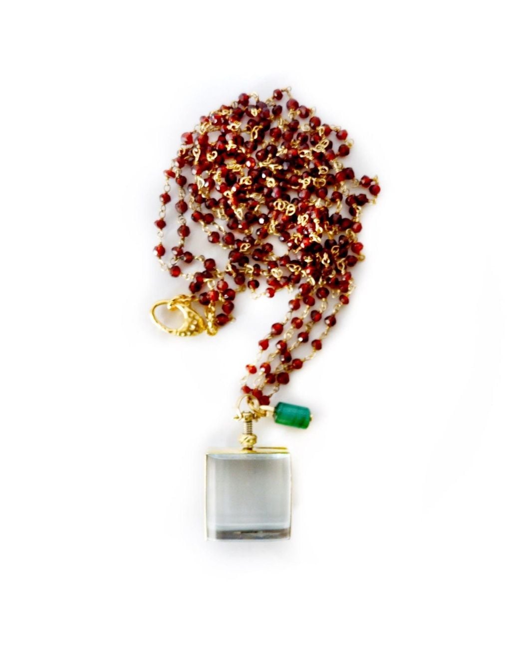 Persia Dona Jewelry White Garnet & Vintage Locket Necklace