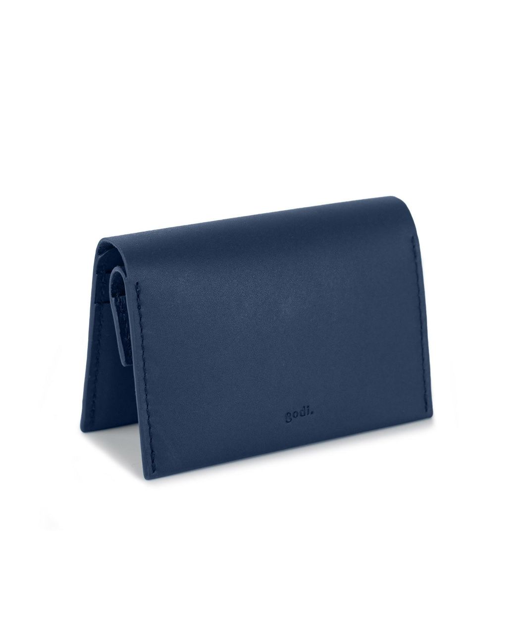 godi. Blue Handmade Leather Coin & Card Wallet for men