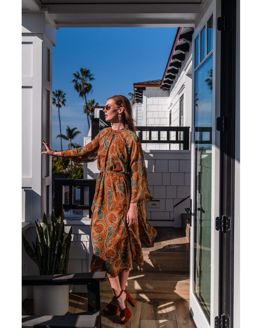 Jennafer Grace Metallic Carmel Paisley Dress