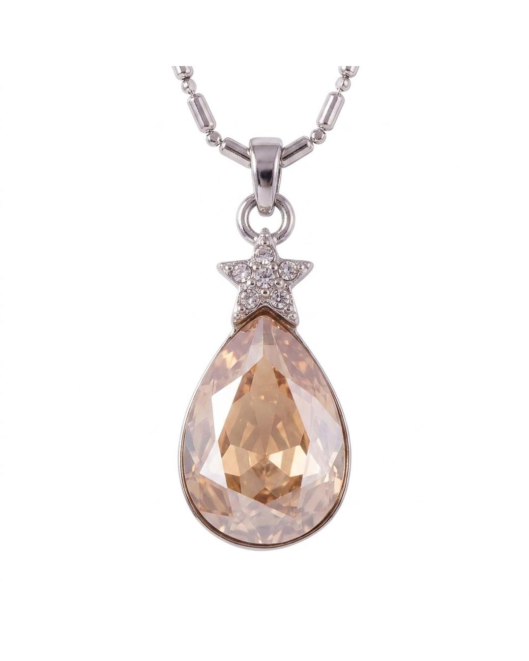 Modenaire Metallic Topaz Teardrop Star Pendant Necklace