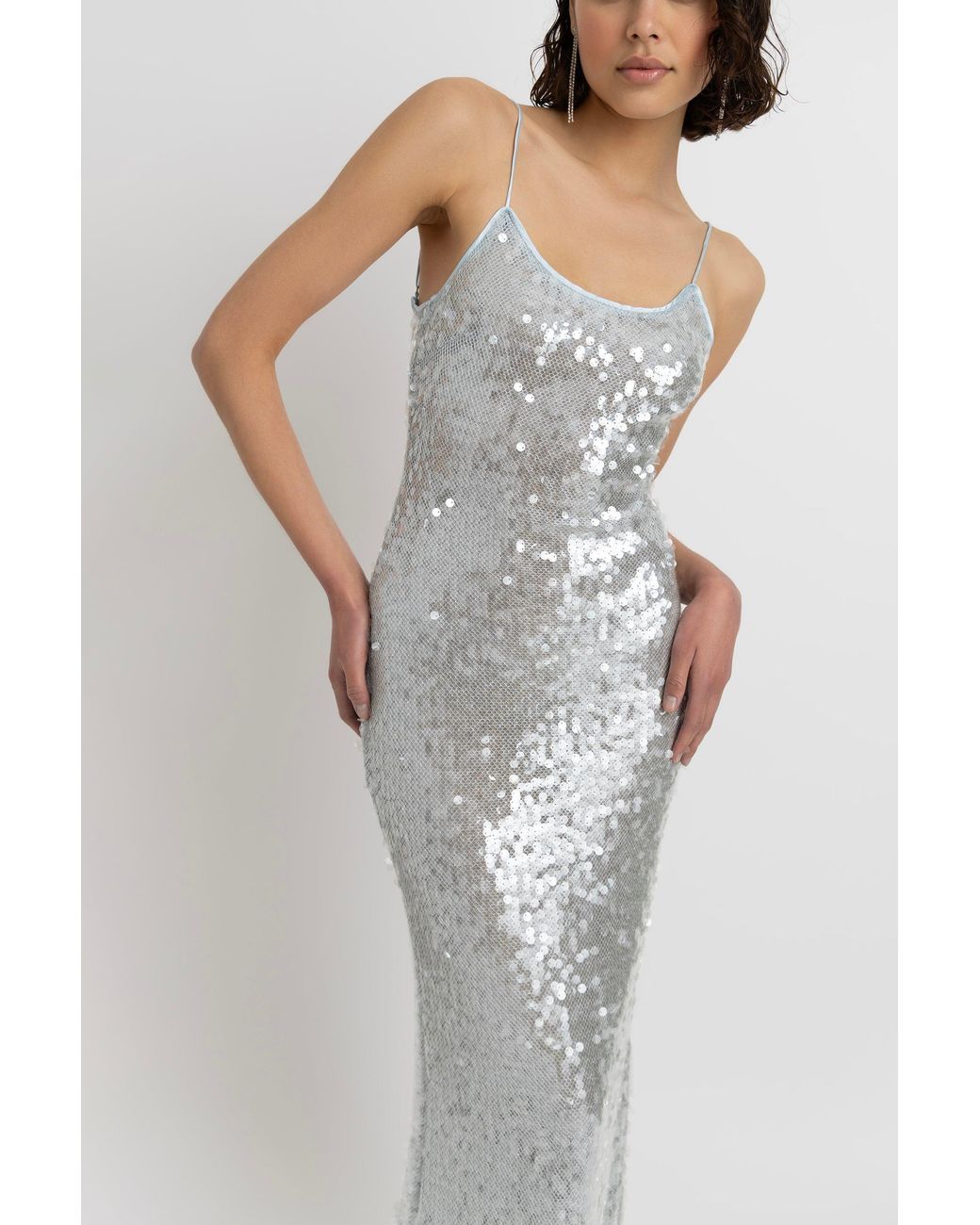 Amy Lynn White Gigi Ice Sequin Maxi Dress