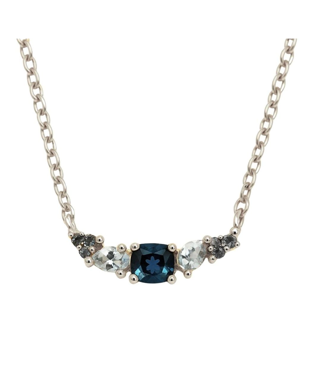 Dainty London Metallic Elegant Topaz Cluster Necklace