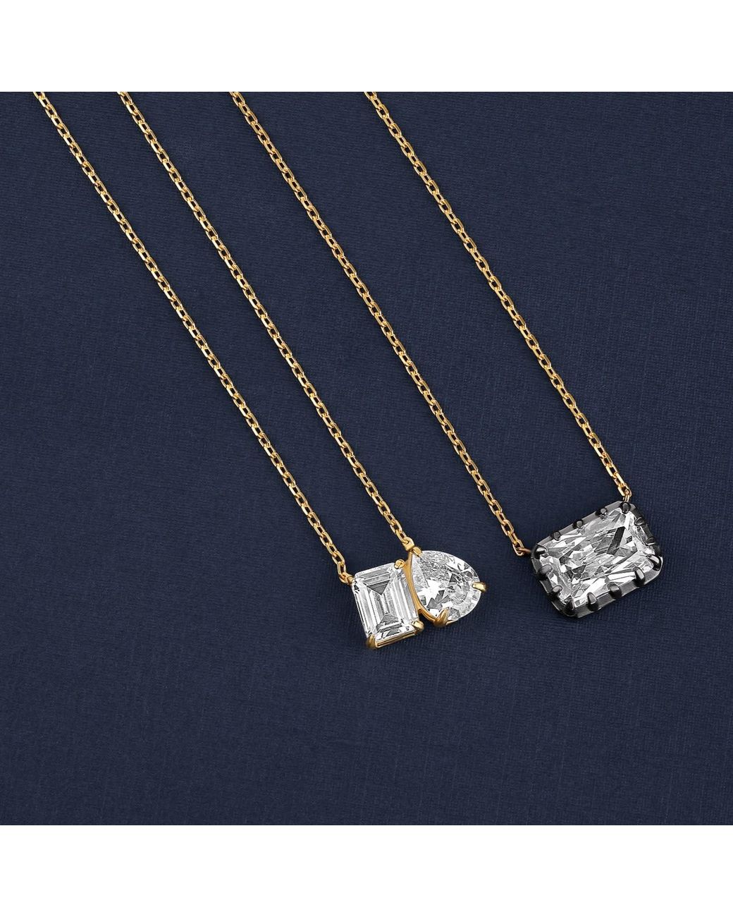 SHYMI Metallic Rhodium Emerald Necklace