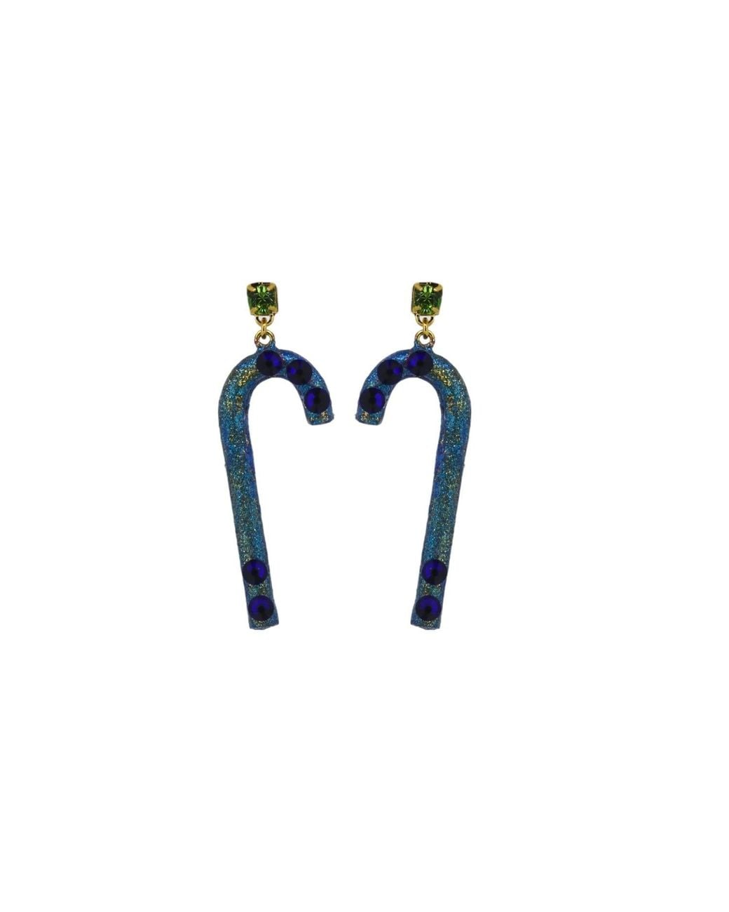 Vicki Sarge Blue Spearmint Candy Cane Earrings