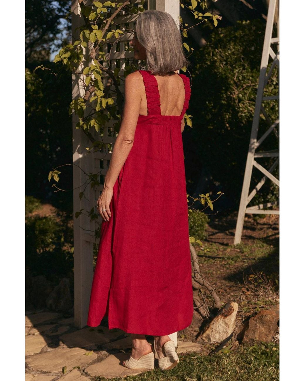 Adrift Clothing Red Clare Linen Sun Dress