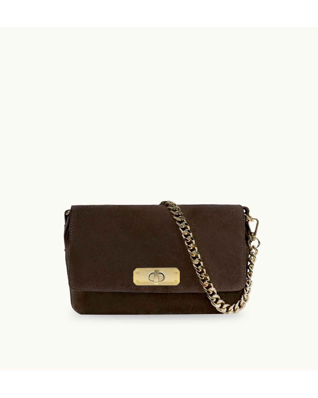 Apatchy London Brown The Maisie Midi Chocolate Suede Bag