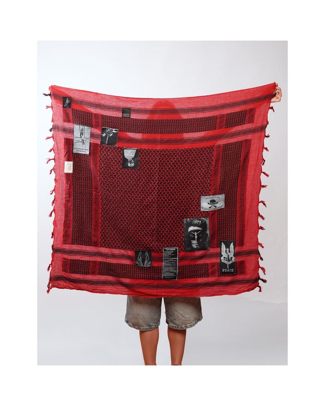 Stuart Trevor Red The Riot Patched Scarf