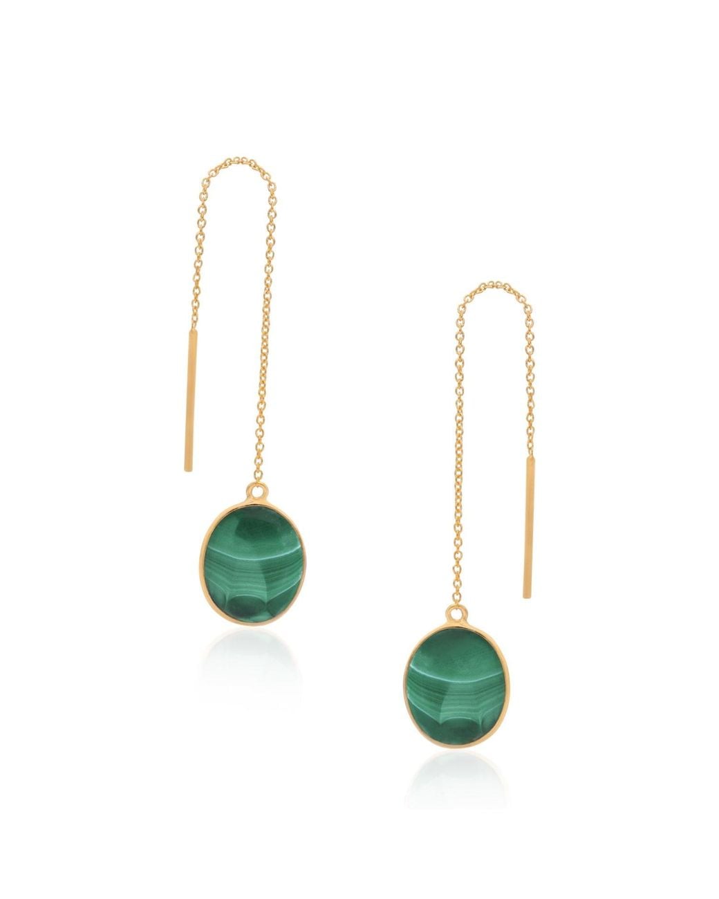 Preeti Sandhu Green Natural Malachite Threader Earrings