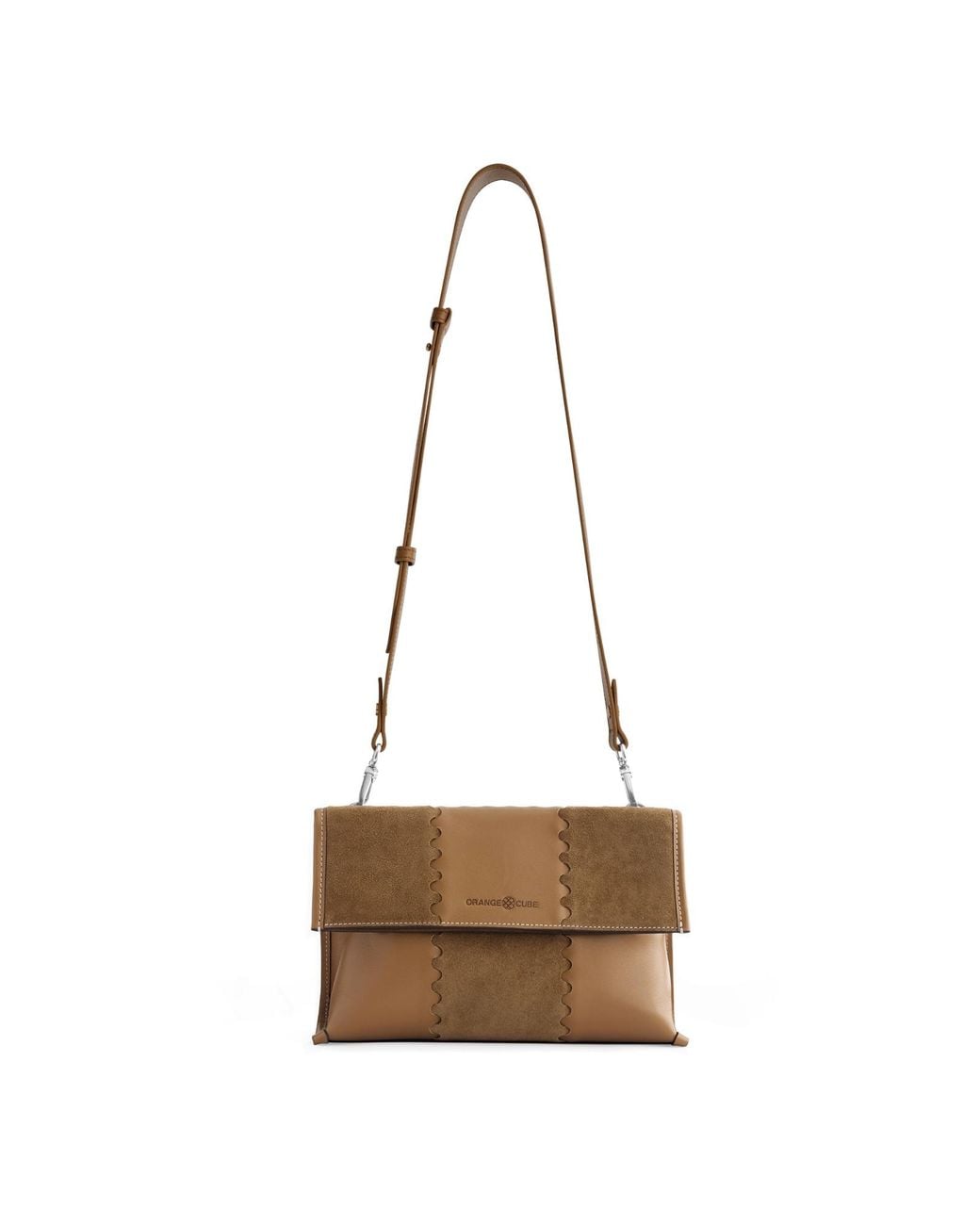 Orange Cube Natural Square Stitch Messenger Bag