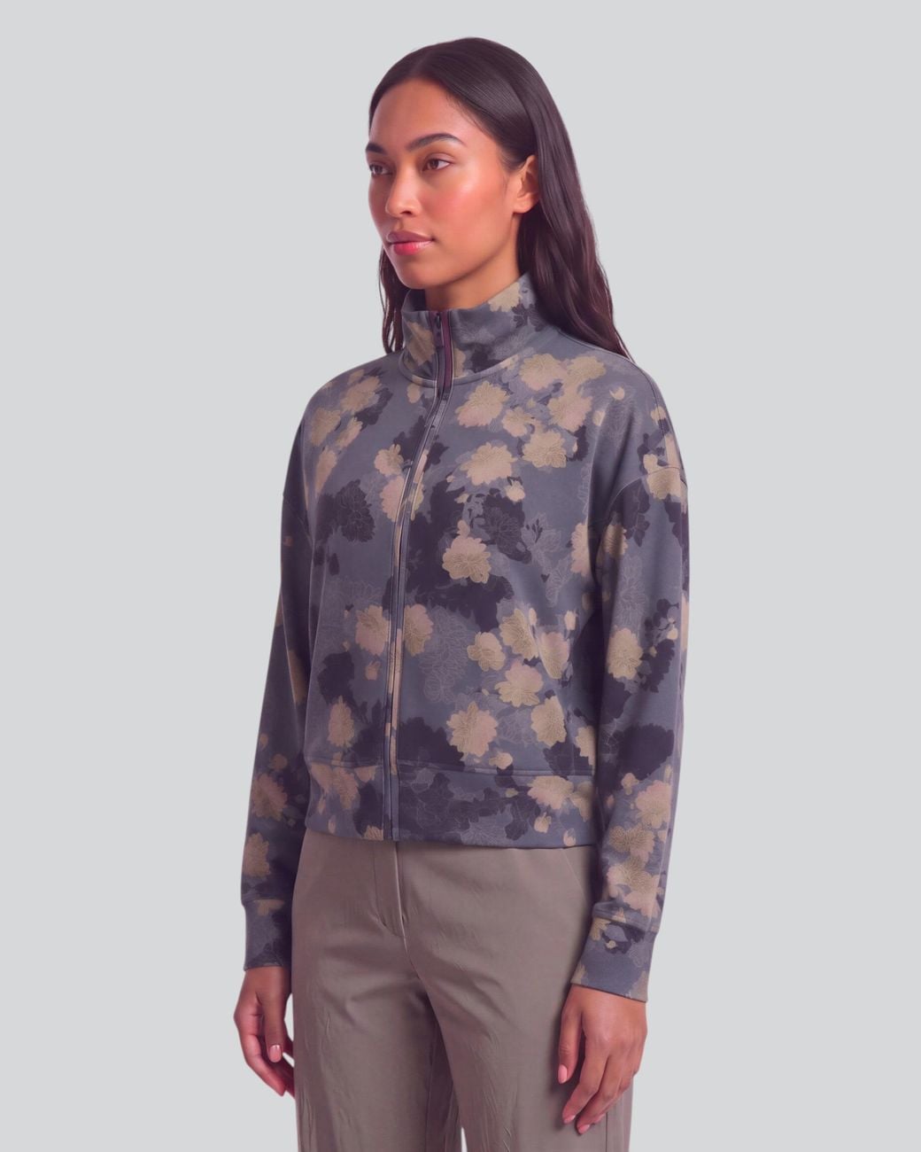 Lords of Harlech Blue Judy Lans Floral Stretch Knit Jacket